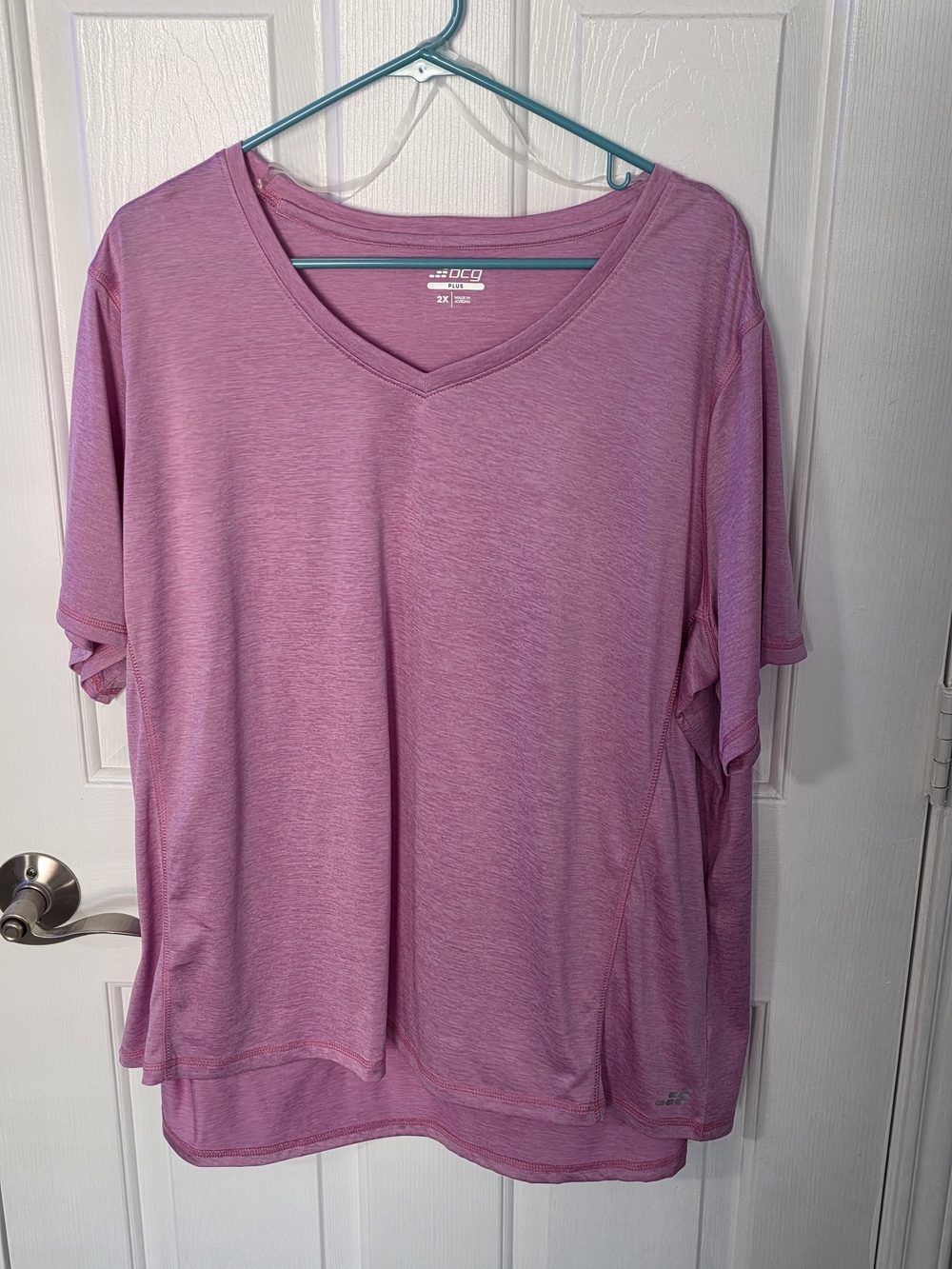 New Balance Heathered Pink V-Neck Performance Tee